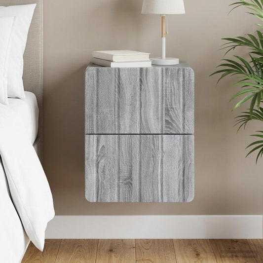 vidaXL Wall-Mounted Bedside Cabinet Grey Sonoma 33 x 34.5 x 43 cm