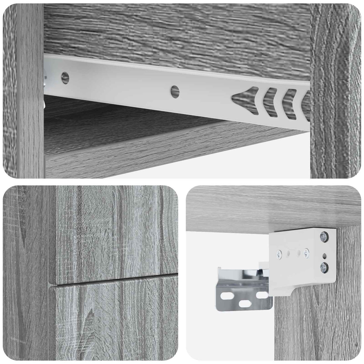 vidaXL Wall-Mounted Bedside Cabinet 2 pcs Grey Sonoma Engineered Wood