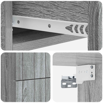 vidaXL Wall-Mounted Bedside Cabinet 2 pcs Grey Sonoma Engineered Wood
