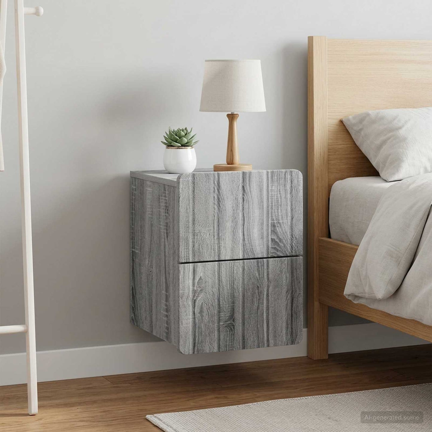 vidaXL Wall-Mounted Bedside Cabinet 2 pcs Grey Sonoma Engineered Wood