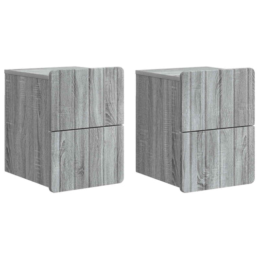 vidaXL Wall-Mounted Bedside Cabinet 2 pcs Grey Sonoma Engineered Wood