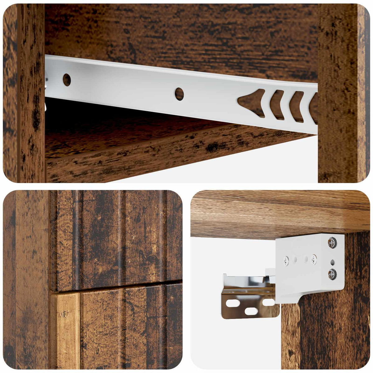 vidaXL Wall-Mounted Bedside Cabinet Old Wood 33 x 34.5 x 43 cm