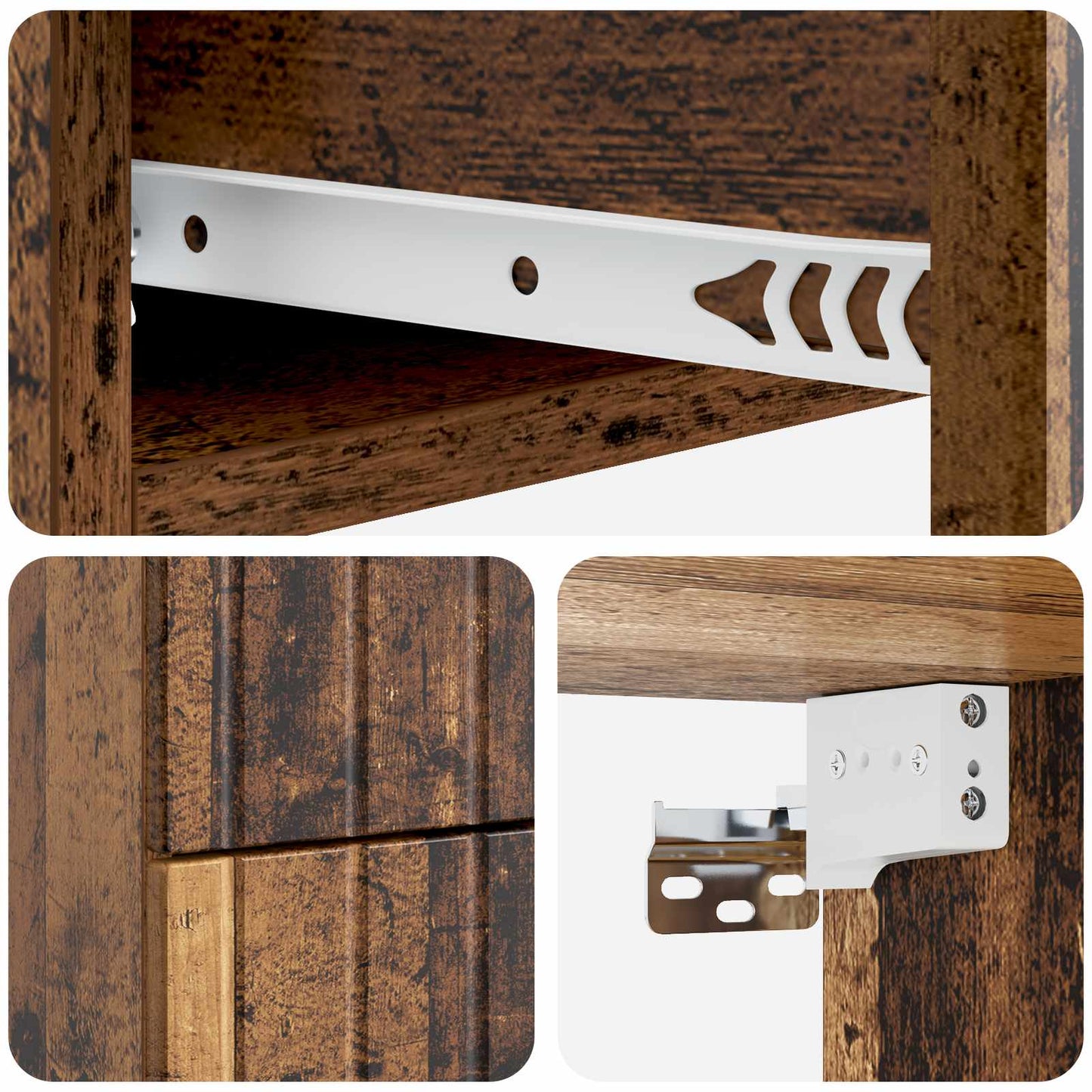 vidaXL Wall-Mounted Bedside Cabinet 2 pcs Old Wood 33 x 34.5 x 43 cm