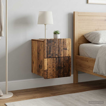 vidaXL Wall-Mounted Bedside Cabinet 2 pcs Old Wood 33 x 34.5 x 43 cm