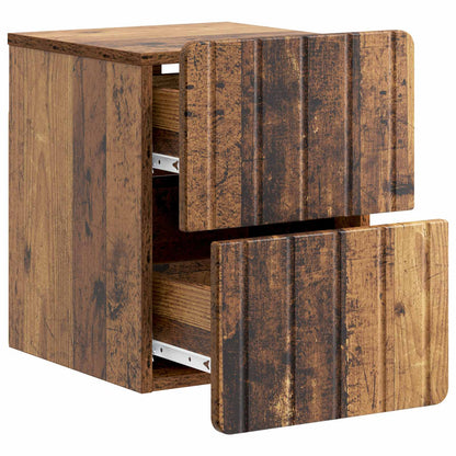vidaXL Wall-Mounted Bedside Cabinet 2 pcs Old Wood 33 x 34.5 x 43 cm