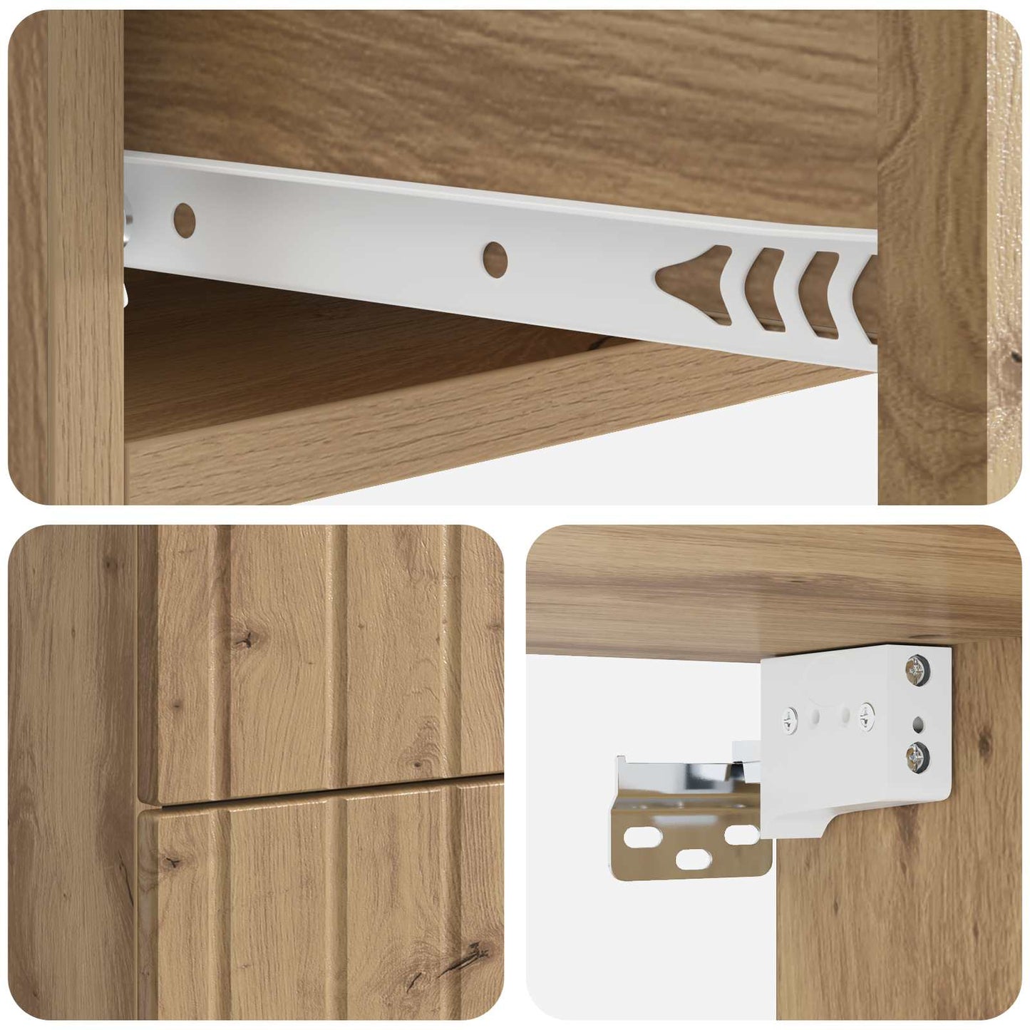 vidaXL Wall-Mounted Bedside Cabinet Artisan Oak 33 x 34.5 x 43 cm