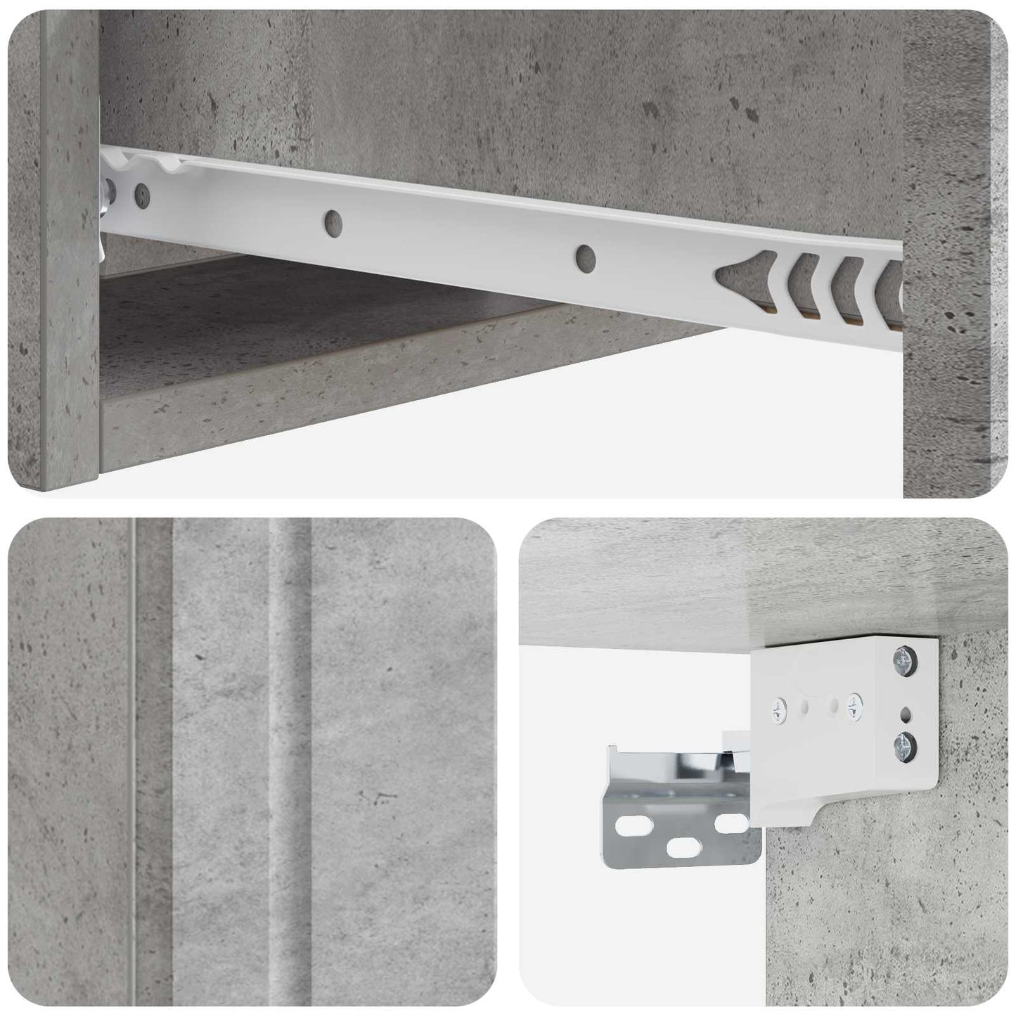 vidaXL Wall-Mounted Side Table Concrete Grey 59 x 34.5 x 17 cm