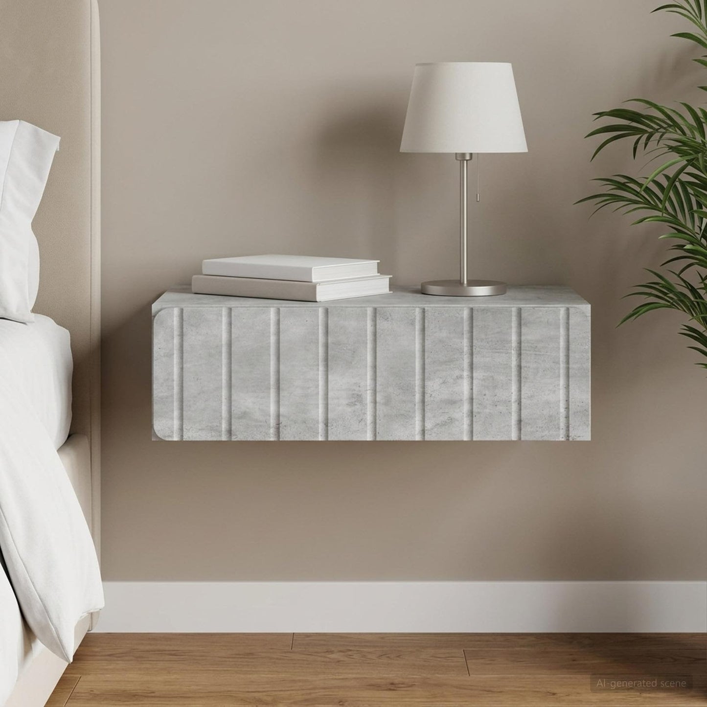 vidaXL Wall-Mounted Side Table Concrete Grey 59 x 34.5 x 17 cm