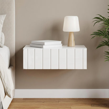 vidaXL Wall-Mounted Side Table High Gloss White 59 x 34.5 x 17 cm