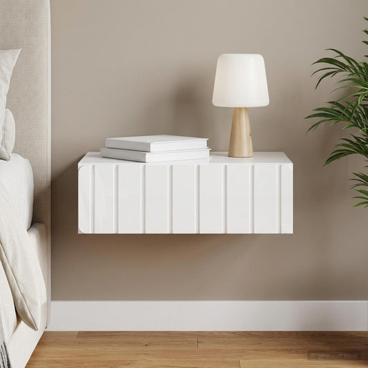 vidaXL Wall-Mounted Side Table High Gloss White 59 x 34.5 x 17 cm