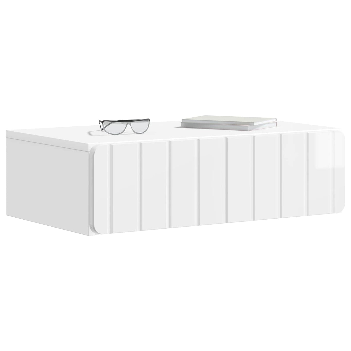 vidaXL Wall-Mounted Side Table High Gloss White 59 x 34.5 x 17 cm