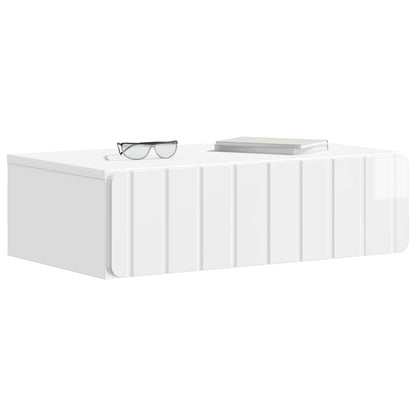 vidaXL Wall-Mounted Side Table High Gloss White 59 x 34.5 x 17 cm