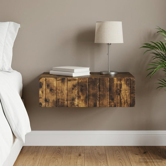vidaXL Wall-Mounted Side Table Smoked Oak 59 x 34.5 x 17 cm