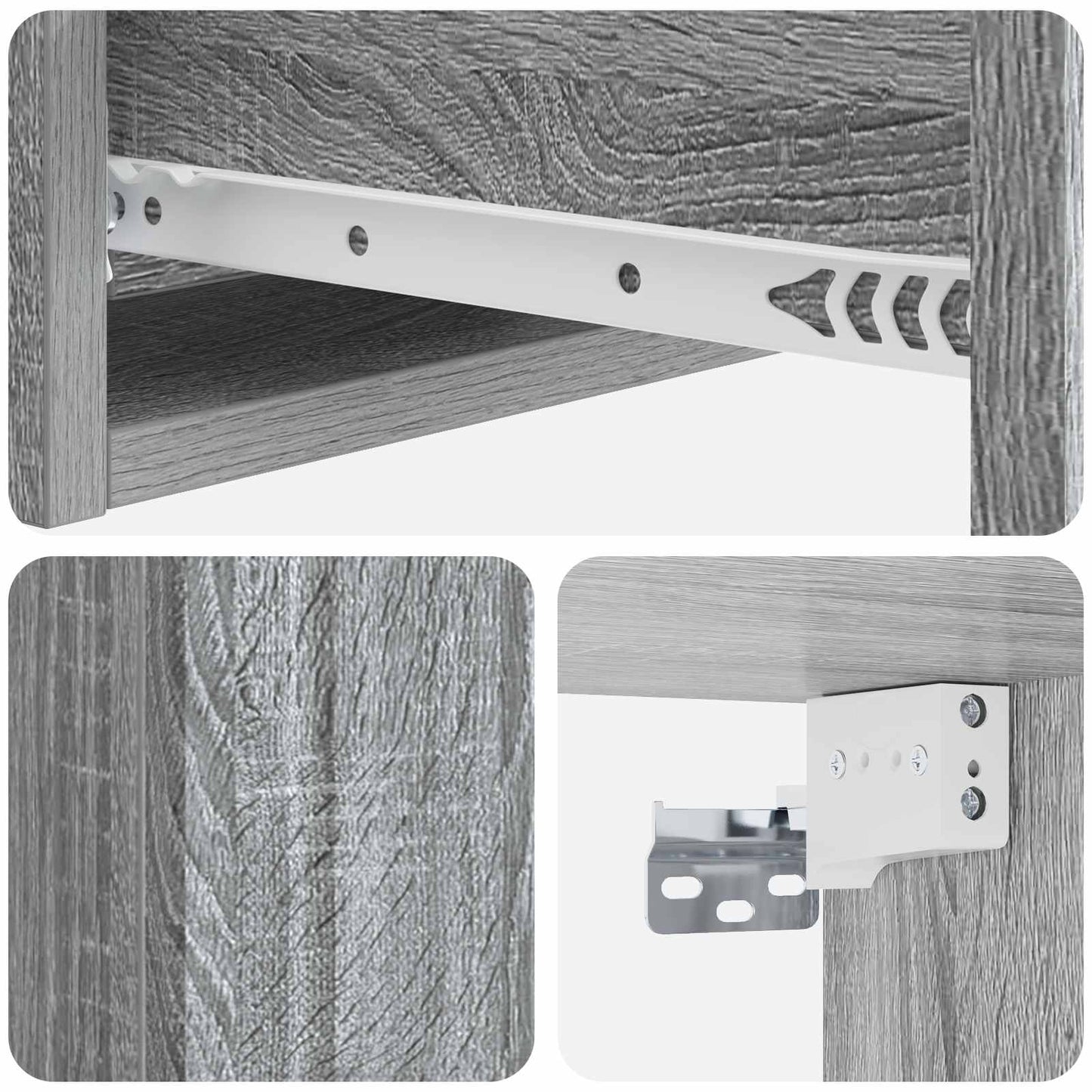 vidaXL Wall-Mounted Side Table Grey Sonoma 59 x 34.5 x 17 cm