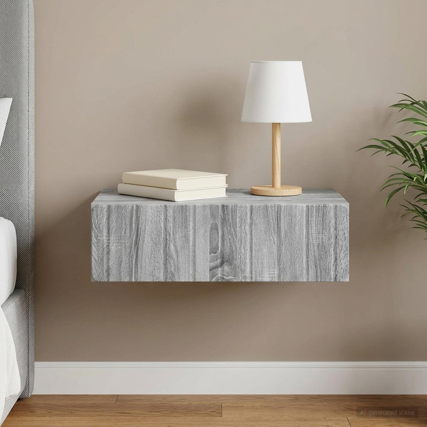 vidaXL Wall-Mounted Side Table Grey Sonoma 59 x 34.5 x 17 cm