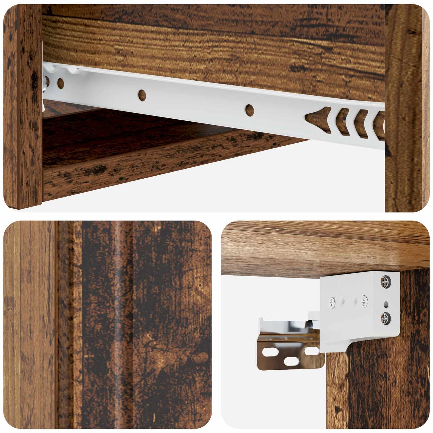 vidaXL Wall-Mounted Side Table Wall-mounted Old Wood 59 x 34.5 x 17 cm