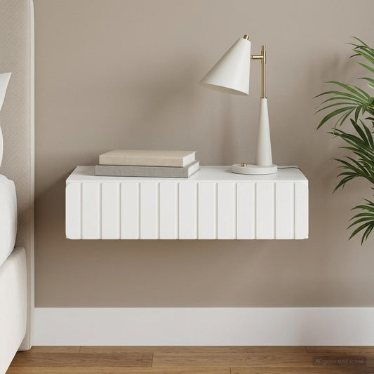 vidaXL Wall-Mounted Side Table Wall-mounted White 87.5 x 34.5 x 17 cm