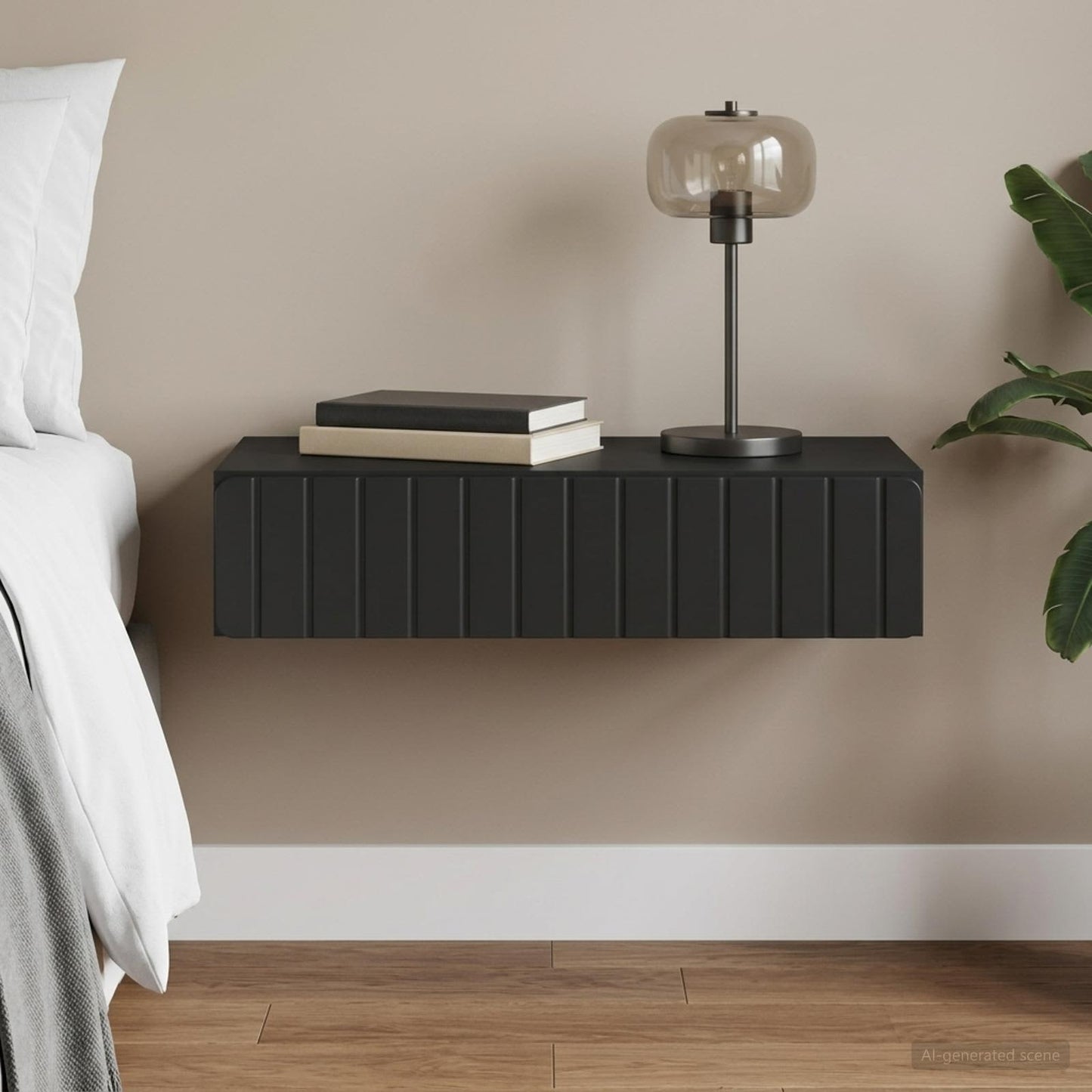vidaXL Wall-Mounted Side Table Wall-mounted Black 87.5 x 34.5 x 17 cm
