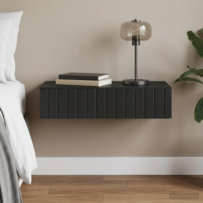vidaXL Wall-Mounted Side Table Wall-mounted Black 87.5 x 34.5 x 17 cm