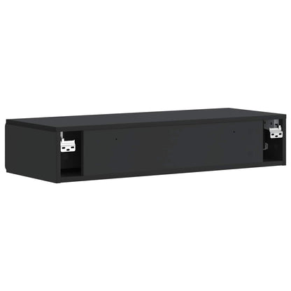 vidaXL Wall-Mounted Side Table Wall-mounted Black 87.5 x 34.5 x 17 cm
