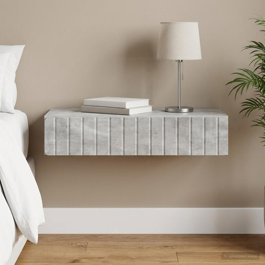 vidaXL Wall-Mounted Side Table Concrete Grey 87.5 x 34.5 x 17 cm
