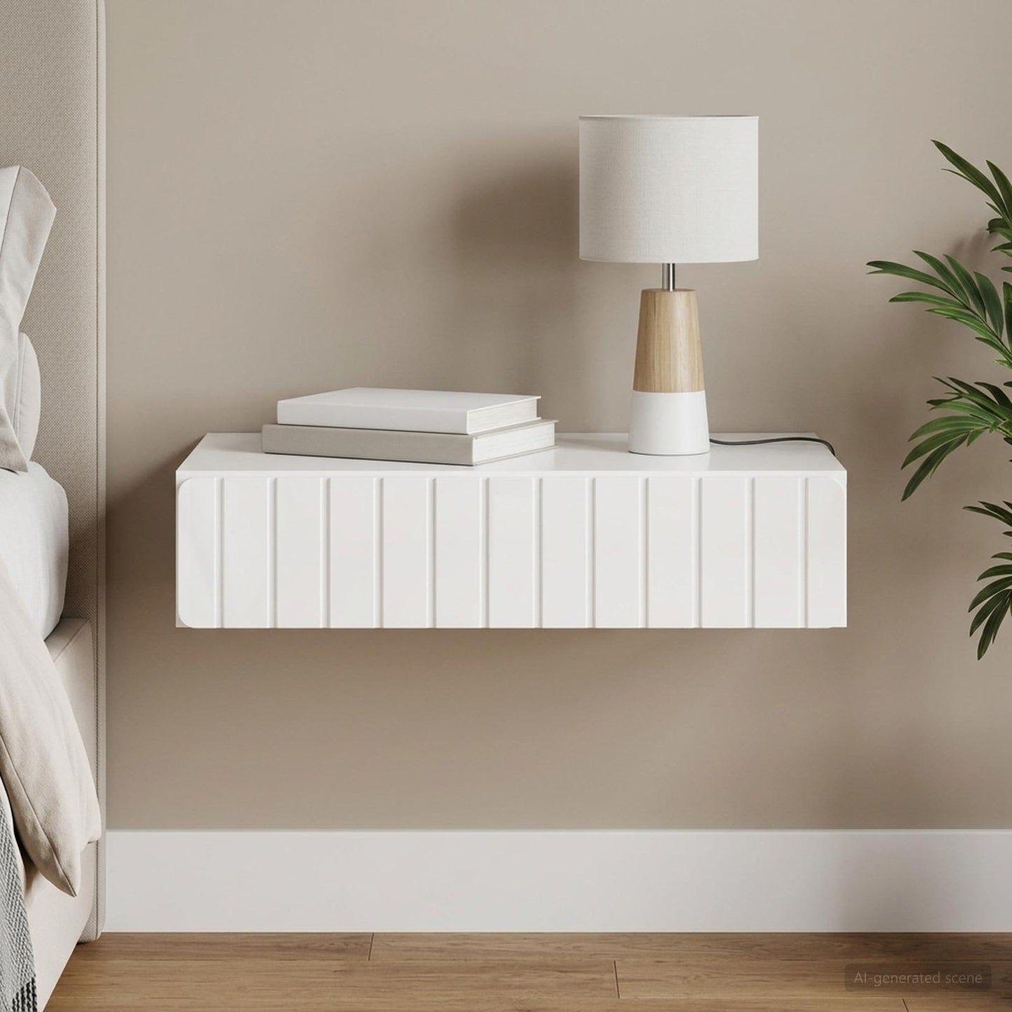 vidaXL Wall-Mounted Side Table High Gloss White 87.5 x 34.5 x 17 cm