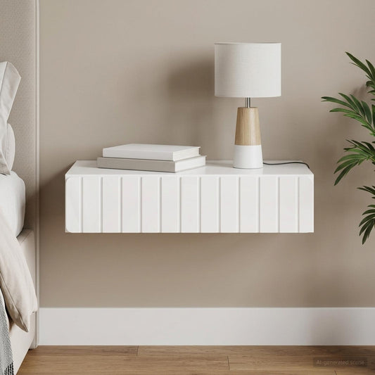 vidaXL Wall-Mounted Side Table High Gloss White 87.5 x 34.5 x 17 cm