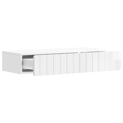 vidaXL Wall-Mounted Side Table High Gloss White 87.5 x 34.5 x 17 cm