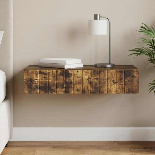 vidaXL Wall-Mounted Side Table Smoked Oak 87.5 x 34.5 x 17 cm