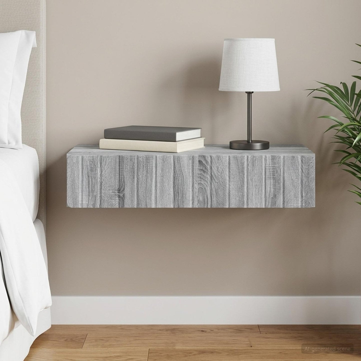 vidaXL Wall-Mounted Side Table Grey Sonoma 87.5 x 34.5 x 17 cm