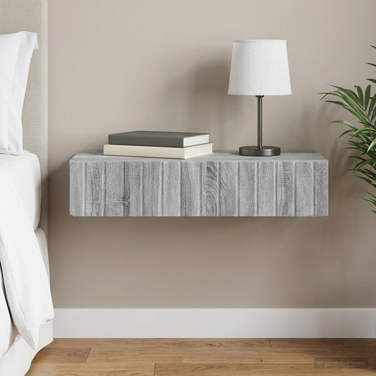 vidaXL Wall-Mounted Side Table Grey Sonoma 87.5 x 34.5 x 17 cm