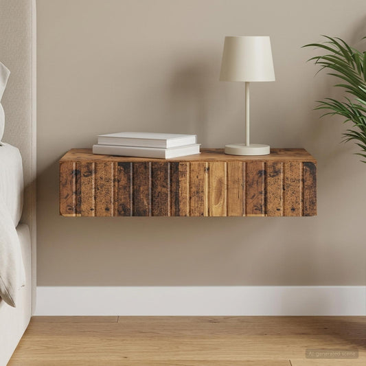 vidaXL Wall-Mounted Side Table Old Wood 87.5 x 34.5 x 17 cm