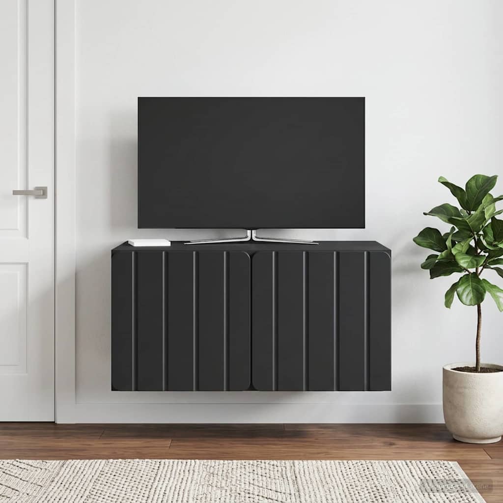 vidaXL Wall-Mounted TV Cabinet 59.5 x 41 x 30 cm Black Engineered Wood