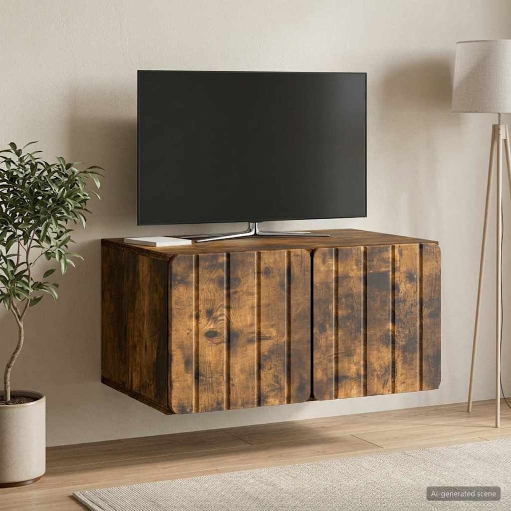 vidaXL Wall-Mounted TV Cabinet 59.5 x 41 x 30 cm Smoked Oak