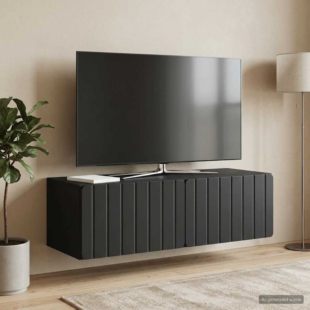 vidaXL Wall-Mounted TV Cabinet 98 x 41 x 30 cm Black Engineered Wood