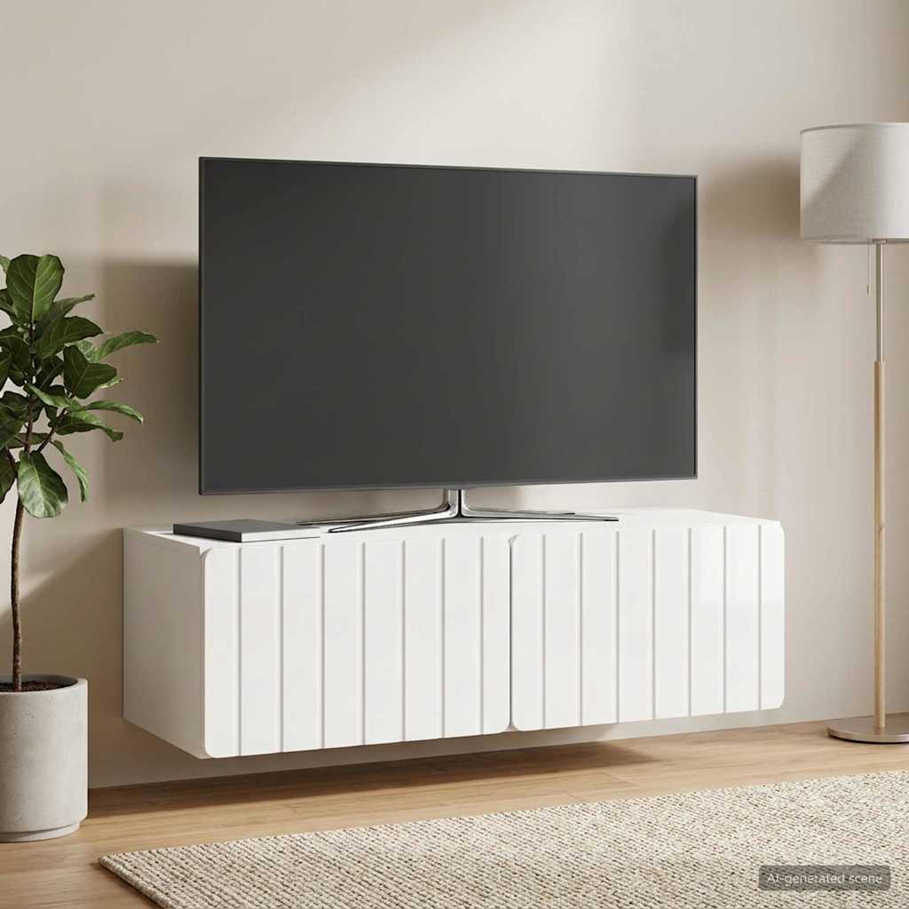 vidaXL Wall-Mounted TV Cabinet 98 x 41 x 30 cm High Gloss White