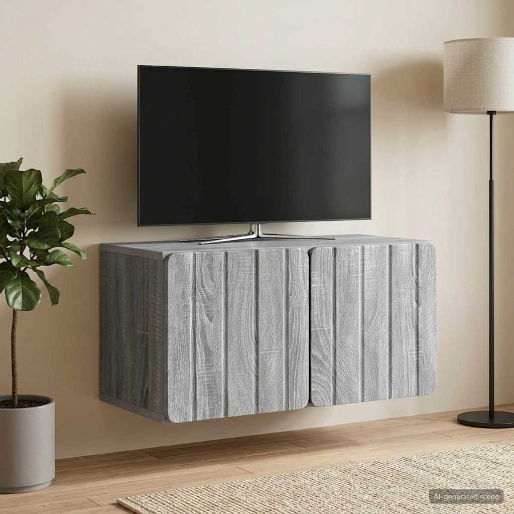 vidaXL Wall-Mounted TV Cabinet 59.5 x 31 x 30 cm Grey Sonoma