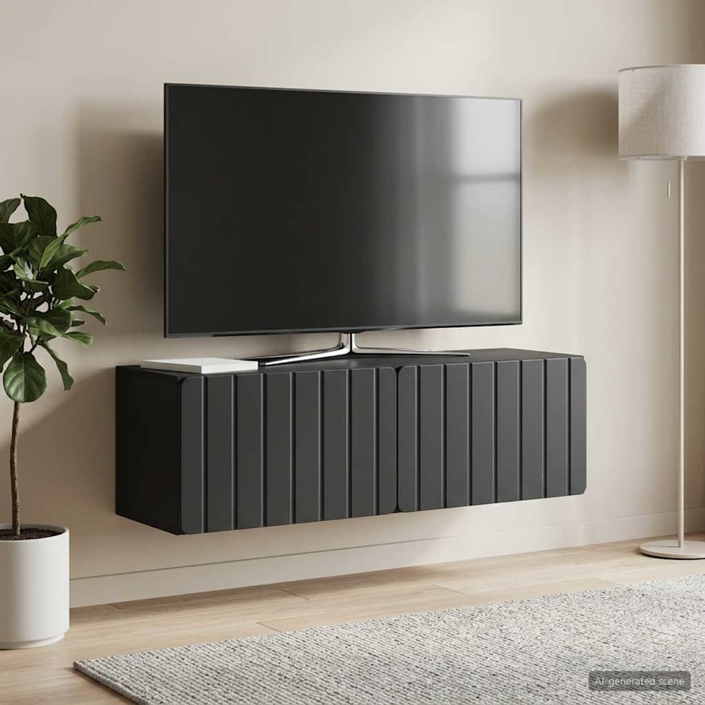 vidaXL Wall-Mounted TV Cabinet 98 x 31 x 30 cm Black Engineered Wood