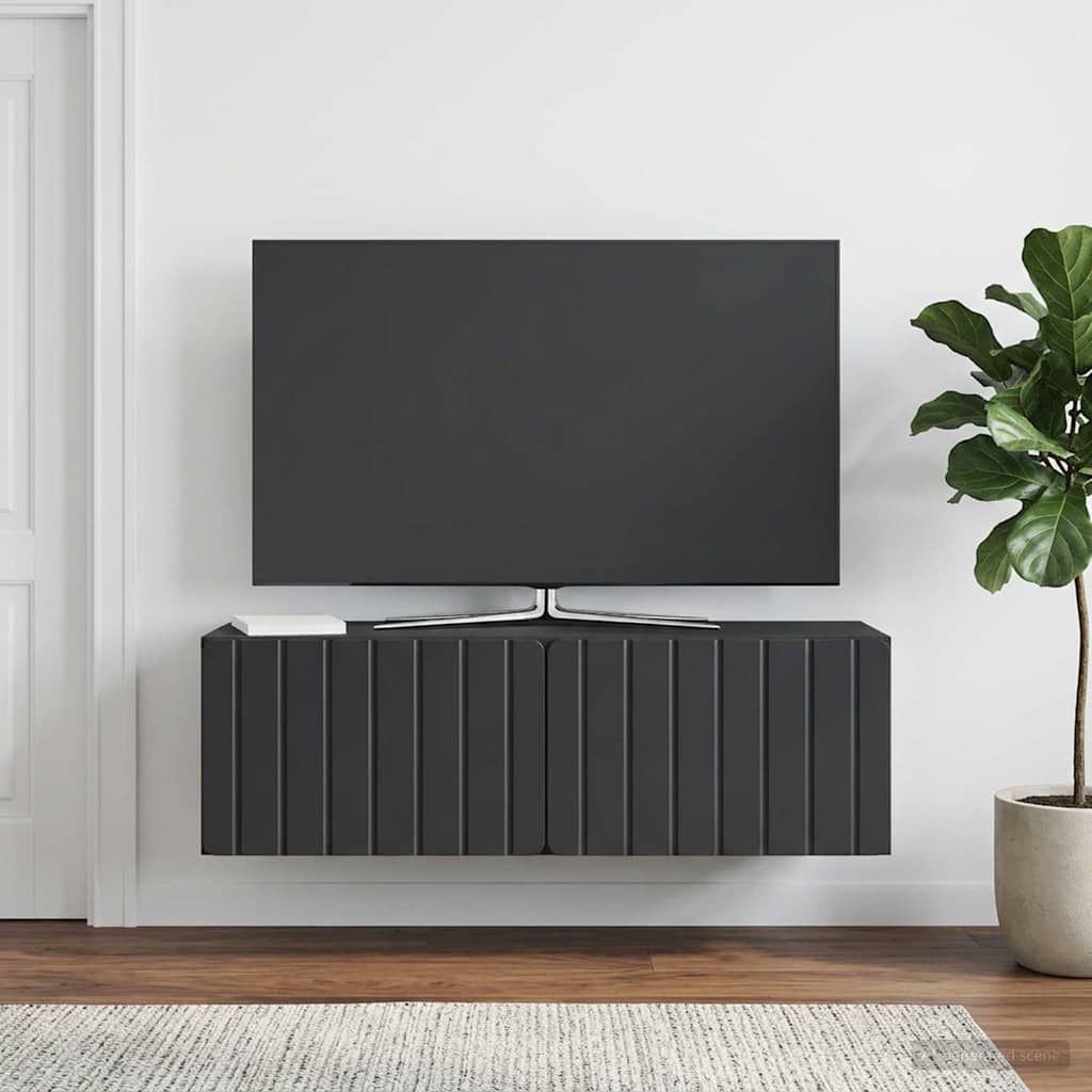 vidaXL Wall-Mounted TV Cabinet 98 x 31 x 30 cm Black Engineered Wood