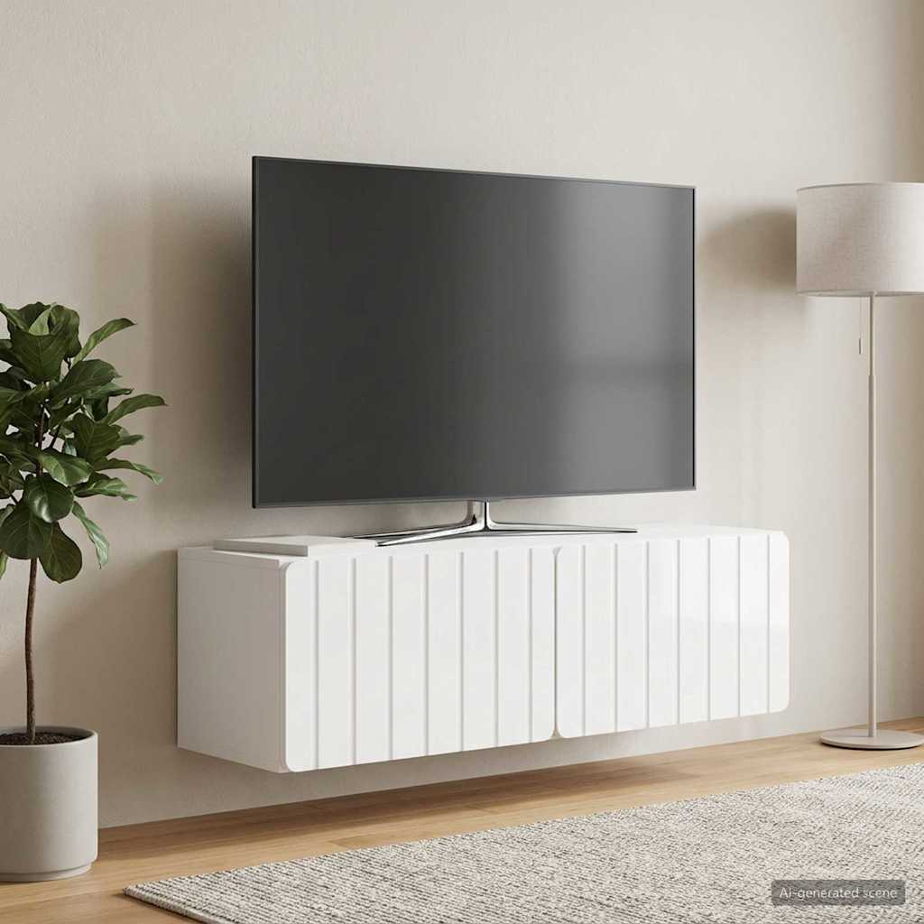 vidaXL Wall-Mounted TV Cabinet 98 x 31 x 30 cm High Gloss White
