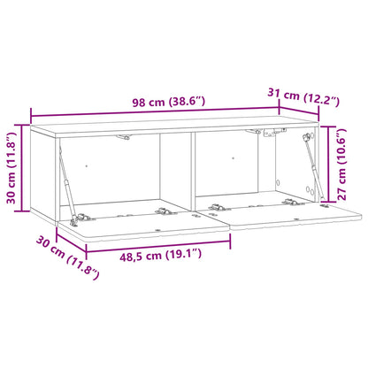 vidaXL Wall-Mounted TV Cabinet 98 x 31 x 30 cm High Gloss White