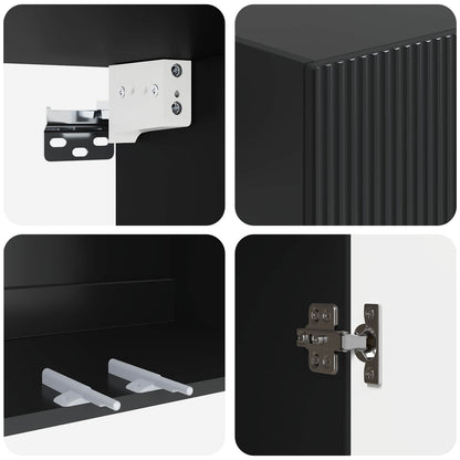 vidaXL Wall-Mounted Cabinet Black 66 x 34.5 x 90 cm Engineered Wood