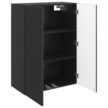 vidaXL Wall-Mounted Cabinet Black 66 x 34.5 x 90 cm Engineered Wood