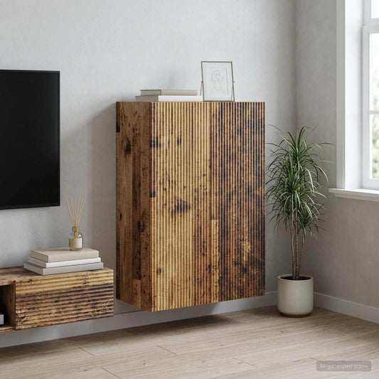 vidaXL Wall-Mounted Cabinet Old Wood 66 x 34.5 x 90 cm Engineered Wood