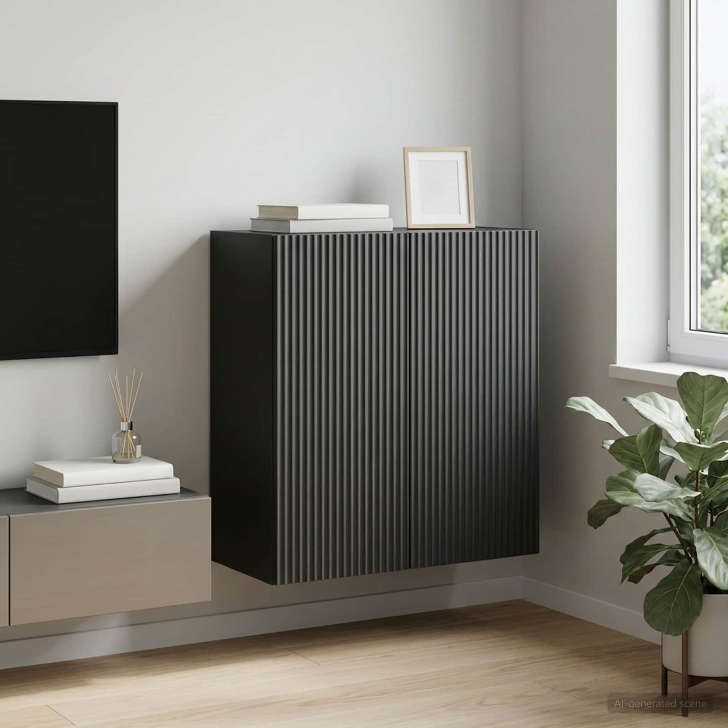 vidaXL Wall-Mounted Cabinet Black 59 x 31 x 60 cm Engineered Wood
