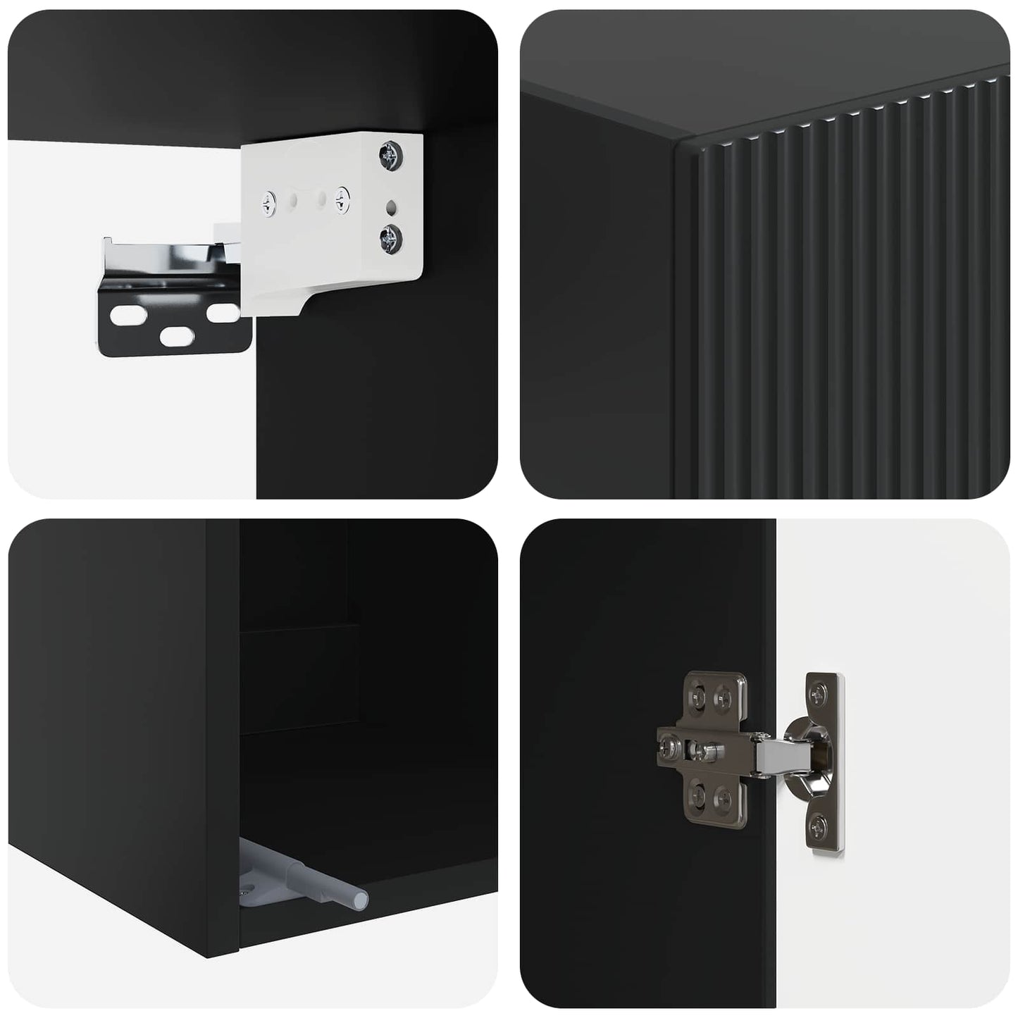 vidaXL Wall-Mounted Cabinet Black 33 x 34.5 x 90 cm Engineered Wood