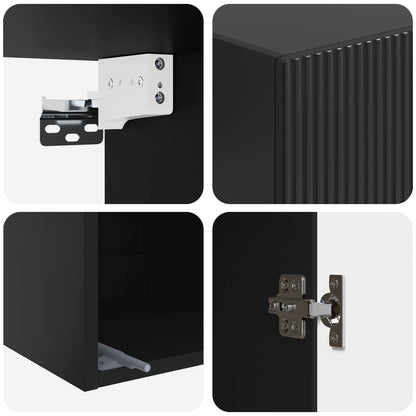 vidaXL Wall-Mounted Cabinet Black 33 x 34.5 x 90 cm Engineered Wood