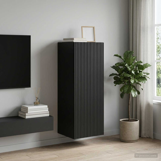 vidaXL Wall-Mounted Cabinet Black 33 x 34.5 x 90 cm Engineered Wood