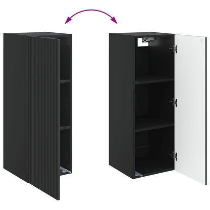 vidaXL Wall-Mounted Cabinet Black 33 x 34.5 x 90 cm Engineered Wood
