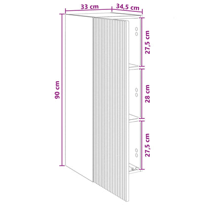 vidaXL Wall-Mounted Cabinet 33 x 34.5 x 90 cm Engineered Wood